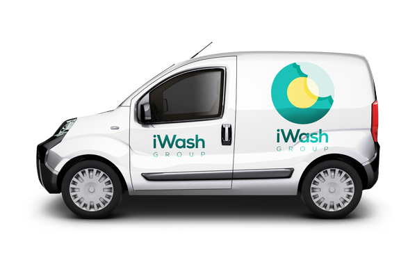 Van with iWash branding